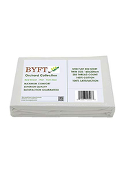 BYFT Orchard 100% Cotton Flat Bed Sheet, Twin, White