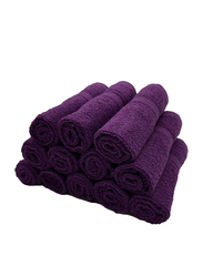 BYFT 12-Piece Daffodil 100% Cotton Washcloth, 30 x 30cm, Purple