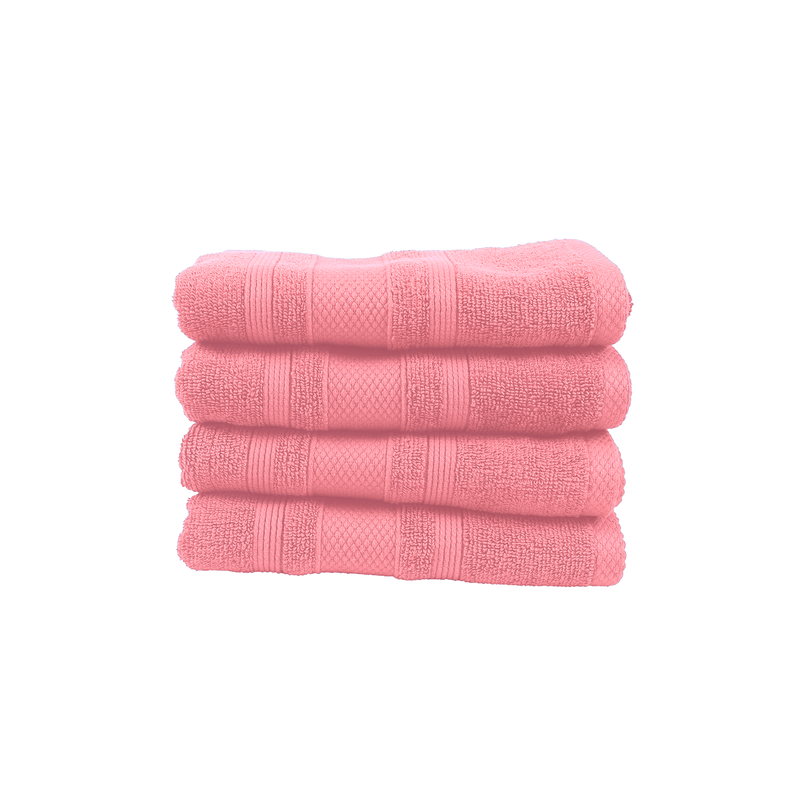 BYFT Home Castle (Pink) Premium Hand Towel  (50 x 90 Cm - Set of 4) 100% Cotton Highly Absorbent, High Quality Bath linen with Diamond Dobby 550 Gsm