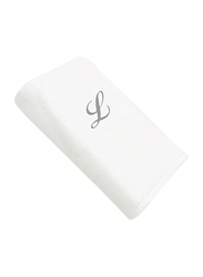 BYFT 2-Piece 100% Cotton Embroidered Letter L Bath and Hand Towel Set, White/Silver