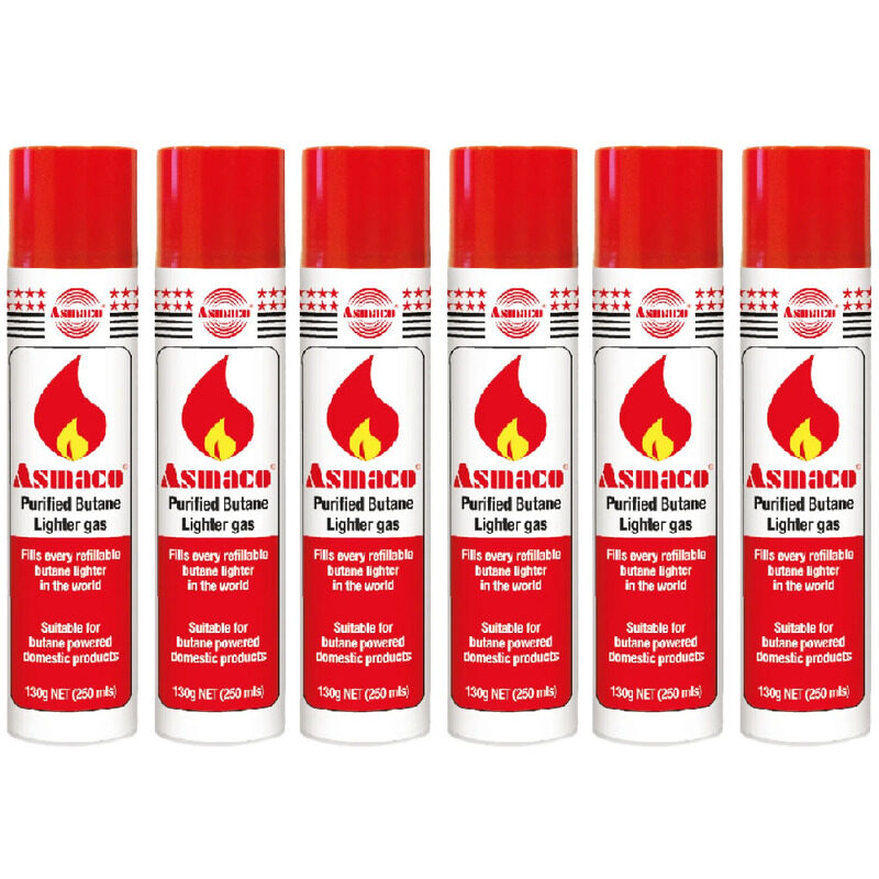 

Asmaco Lighter Refill Butane Gas - 250 Ml - Set of 06