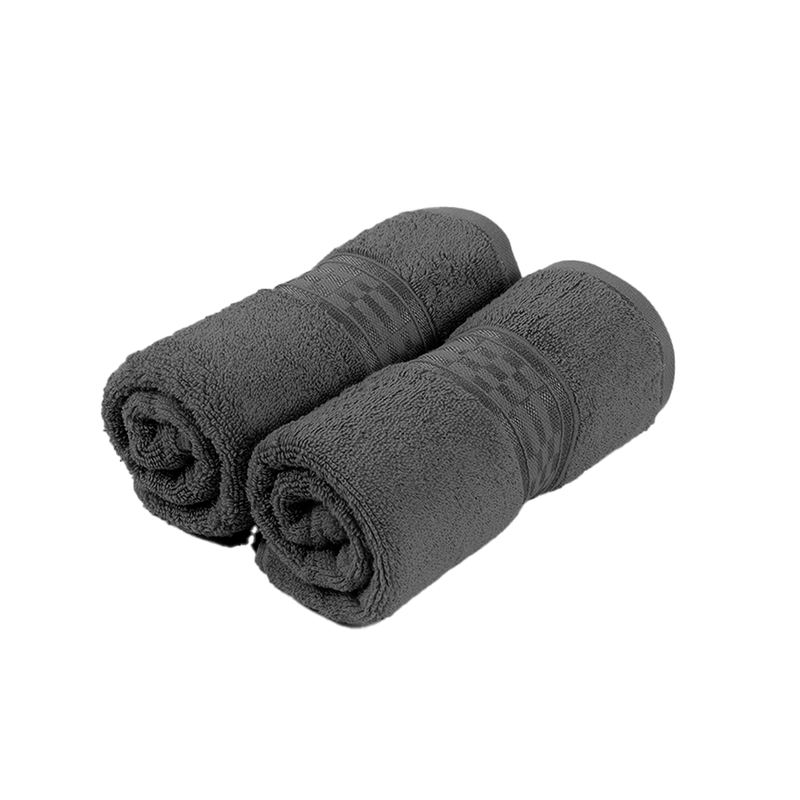 BYFT Home Ultra (Grey) Premium Hand Towel  (50 x 90 Cm - Set of 2) 100% Cotton Highly Absorbent, High Quality Bath linen with Checkered Dobby 550 Gsm