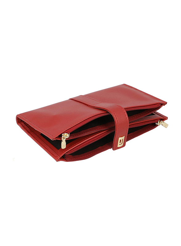 Jafferjees Cosmos Leather Bi-Fold Wallet Unisex, Red