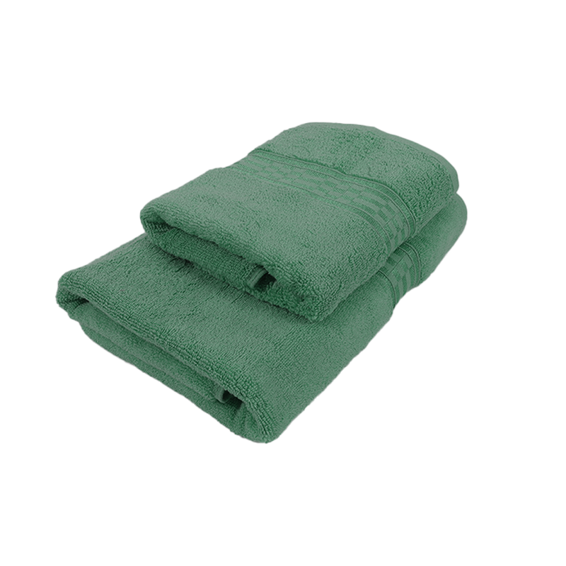 BYFT Home Ultra (Green) Hand Towel (50 x 90 Cm) & Bath Towel (70 x 140 Cm) 100% Cotton Highly Absorbent, High Quality Bath linen with Checkered Dobby 550 Gsm Set of 2