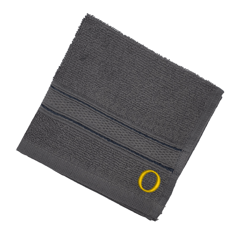 BYFT Daffodil (Dark Grey) Monogrammed Face Towel (30 x 30 Cm-Set of 6) 100% Cotton, Absorbent and Quick dry, High Quality Bath Linen-500 Gsm Golden Thread Letter "O"