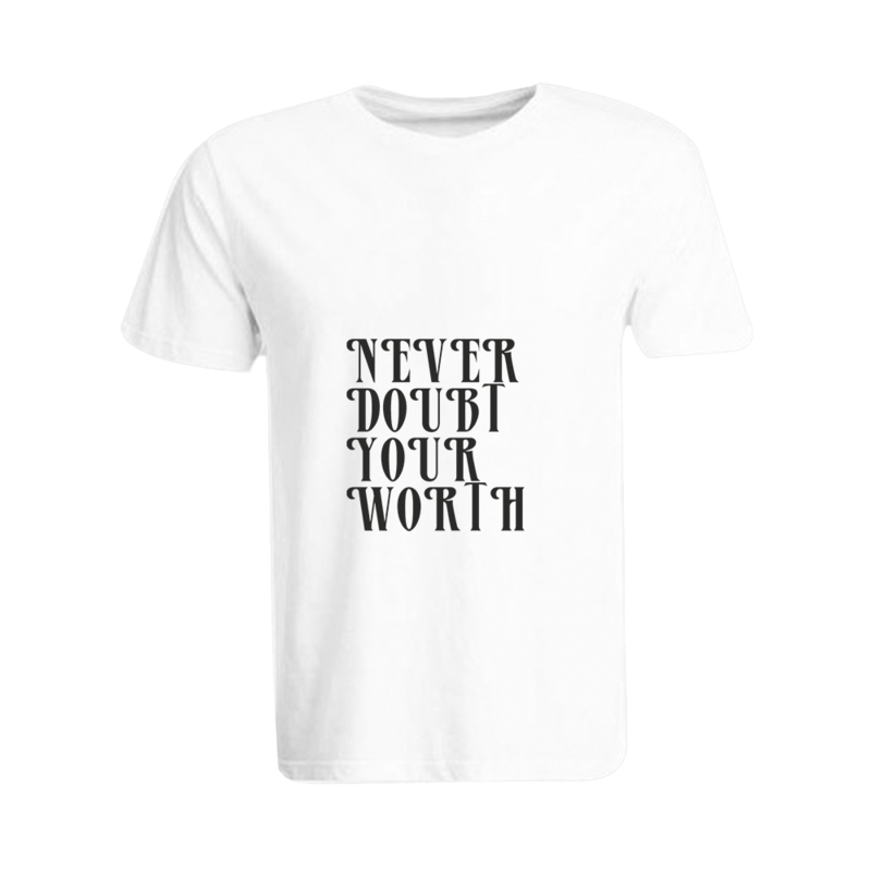 

BYFT (White) Printed Cotton T-shirt (Never Doubt your worth) Personalized Round Neck T-shirt For Women (Medium)-Set of 1 pc-190 GSM