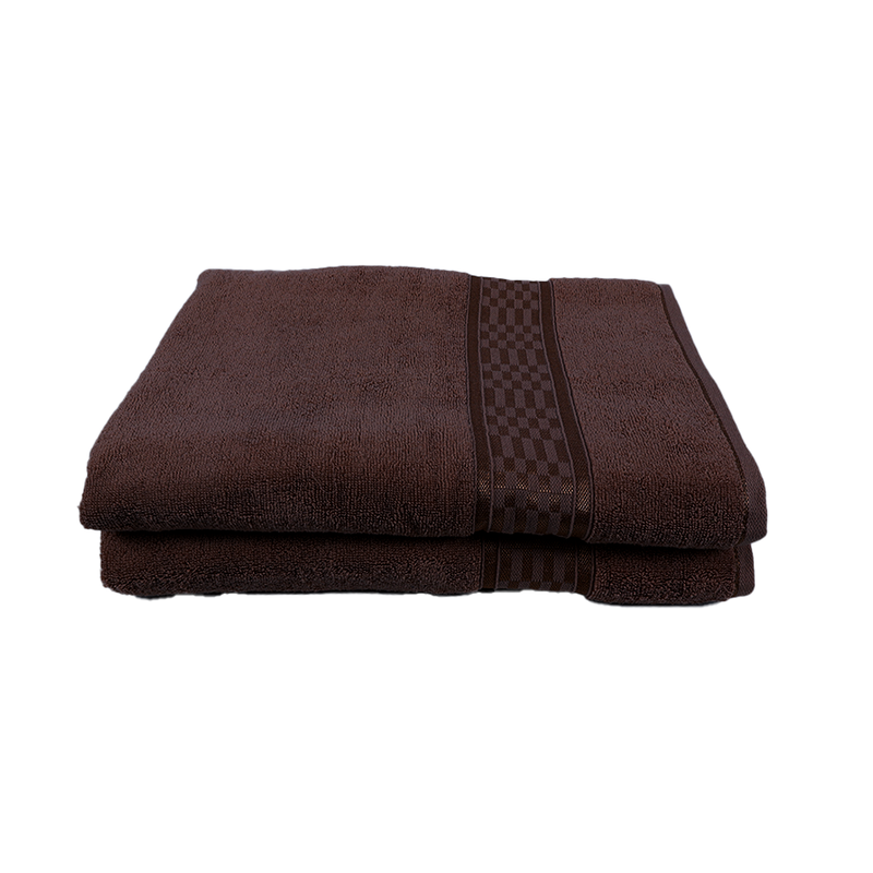 BYFT Home Ultra (Brown) Premium Bath Sheet  (90 x 180 Cm - Set of 2) 100% Cotton Highly Absorbent, High Quality Bath linen with Checkered Dobby 550 Gsm