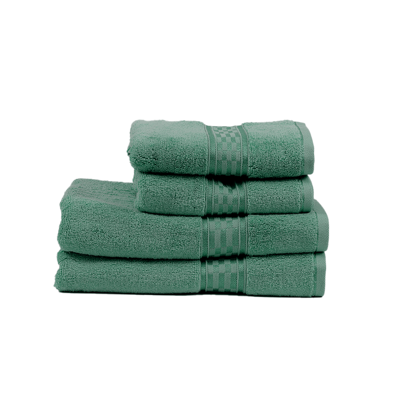 BYFT Home Ultra (Green) 2 Hand Towel (50 x 90 Cm) & 2 Bath Towel (70 x 140 Cm) 100% Cotton Highly Absorbent, High Quality Bath linen with Checkered Dobby 550 Gsm Set of 4