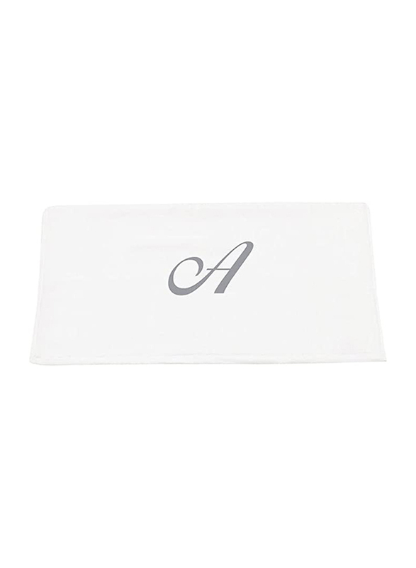 BYFT 100% Cotton Embroidered Letter A Hand Towel, 50 x 80cm, White/Silver