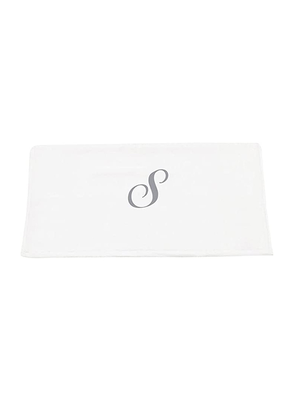 BYFT 100% Cotton Embroidered Letter S Hand Towel, 50 x 80cm, White/Silver