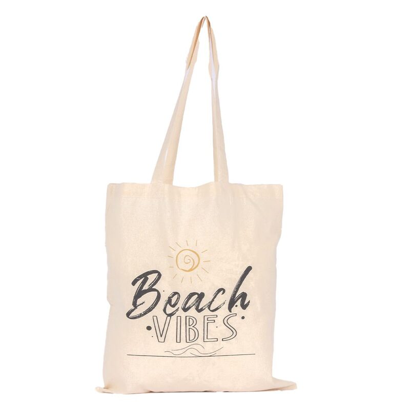 BYFT Natural Cotton Flat Tote Bag (Beach Vibes)