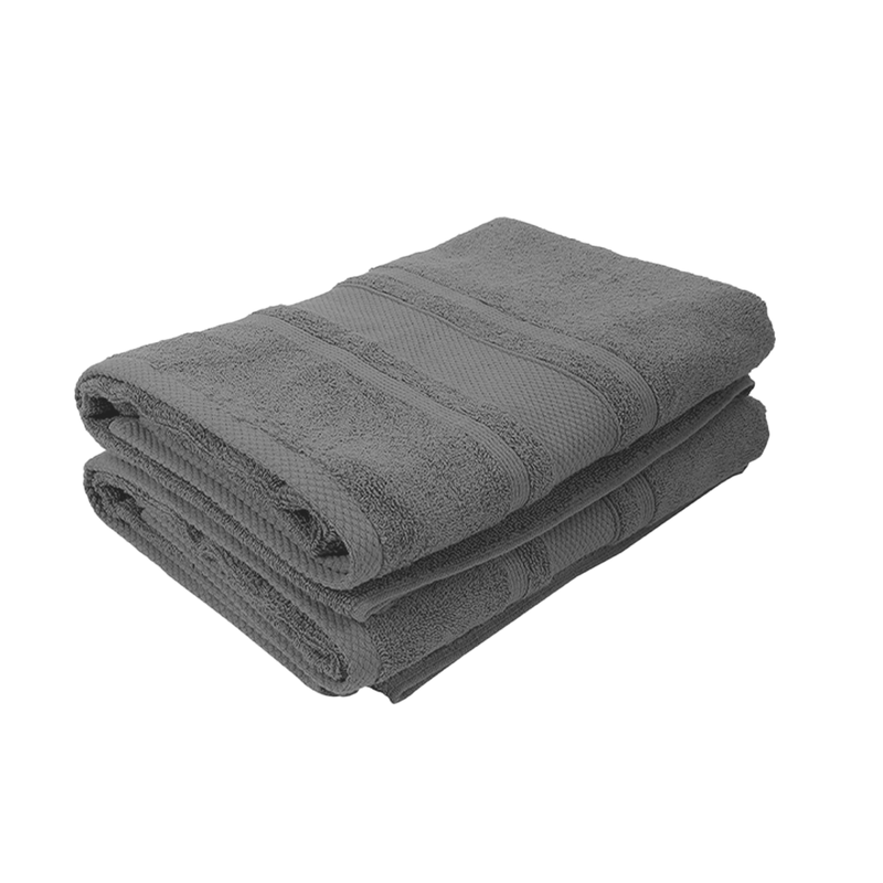 BYFT Home Castle (Grey) Premium Bath Sheet  (90 x 180 Cm - Set of 2) 100% Cotton Highly Absorbent, High Quality Bath linen with Diamond Dobby 550 Gsm