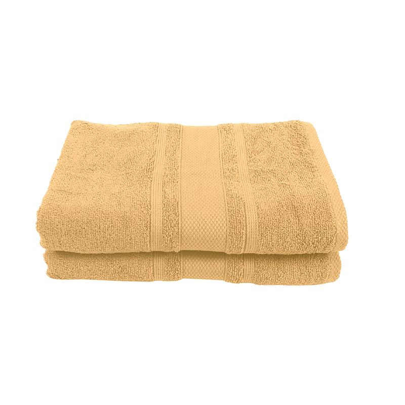 BYFT Home Castle (Cream) Premium Bath Sheet  (90 x 180 Cm - Set of 2) 100% Cotton Highly Absorbent, High Quality Bath linen with Diamond Dobby 550 Gsm