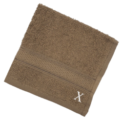 BYFT Daffodil (Dark Beige) Monogrammed Face Towel (30 x 30 Cm-Set of 6) 100% Cotton, Absorbent and Quick dry, High Quality Bath Linen-500 Gsm White Thread Letter "X"