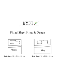 BYFT Tulip 100% Cotton Satin Stripe Fitted Bed Sheet, 300 Tc, 1cm, 160 x 210 + 30cm, Queen, Charcoal