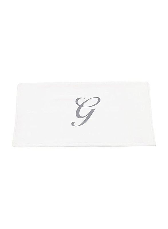 BYFT 100% Cotton Embroidered Letter G Bath Towel, 70 x 140cm, White/Silver