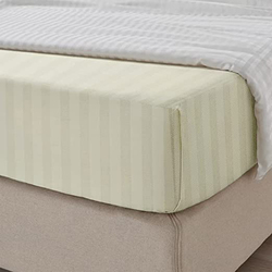 BYFT Tulip 100% Cotton Satin Stripe Flat Bed Sheet, 300 Tc, 1cm, 220 x 280cm, Queen, Cream