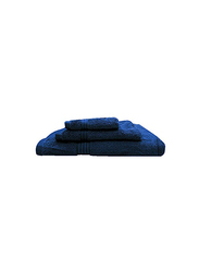 BYFT 3-Piece Home Essential 100% Cotton Bath, Hand & Face Towel Set, Navy Blue