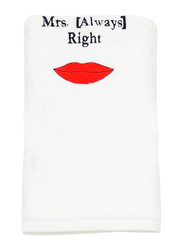 BYFT 2-Piece 100% Cotton Embroidered Mrs. Always Right & Mr. Right Bath Towel, 70 x 140, White