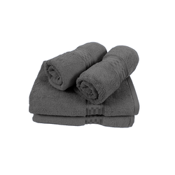 BYFT Home Ultra (Grey) 2 Hand Towel (50 x 90 Cm) & 2 Bath Towel (70 x 140 Cm) 100% Cotton Highly Absorbent, High Quality Bath linen with Checkered Dobby 550 Gsm Set of 4