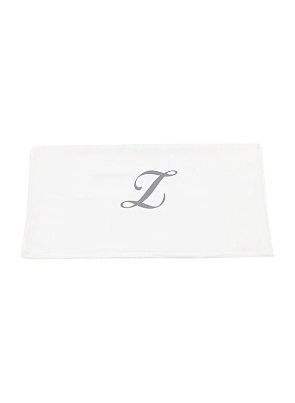 BYFT 100% Cotton Embroidered Letter Z Bath Towel, 70 x 140cm, White/Silver