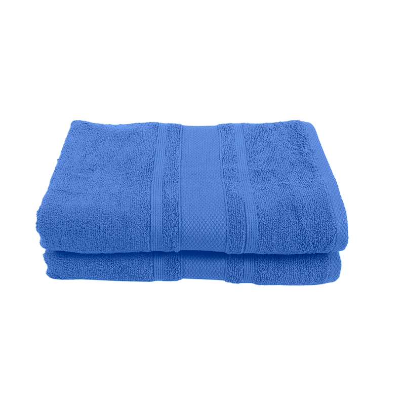 BYFT Home Castle (Blue) Premium Bath Sheet  (90 x 180 Cm - Set of 2) 100% Cotton Highly Absorbent, High Quality Bath linen with Diamond Dobby 550 Gsm