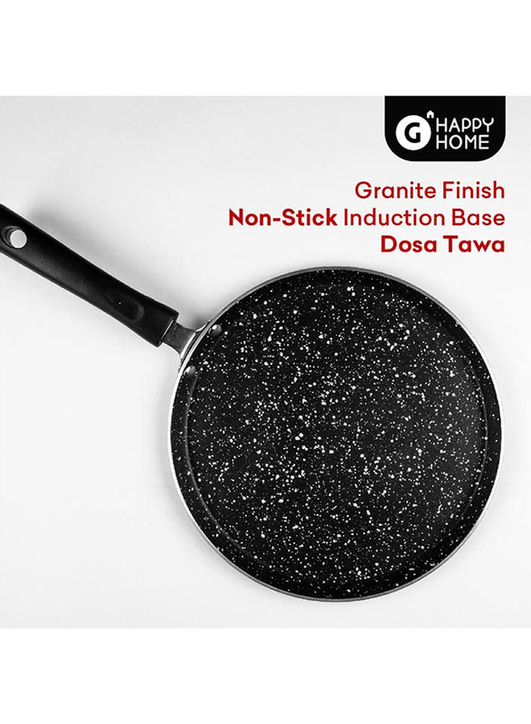 Grofers 28cm G-Happy Home Non-Stick Dosa Tawa with Induction Base, Black