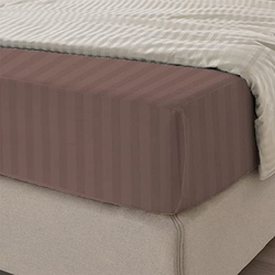 BYFT Tulip 100% Cotton Satin Stripe Flat Bed Sheet, 300 Tc, 1cm, 260 x 280cm, King, Dark Brown