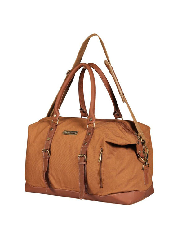 Mounthood Premium Quality Long Lasting Canvas with Faux Leather Duffle Bag Unisex, Polaris Tan