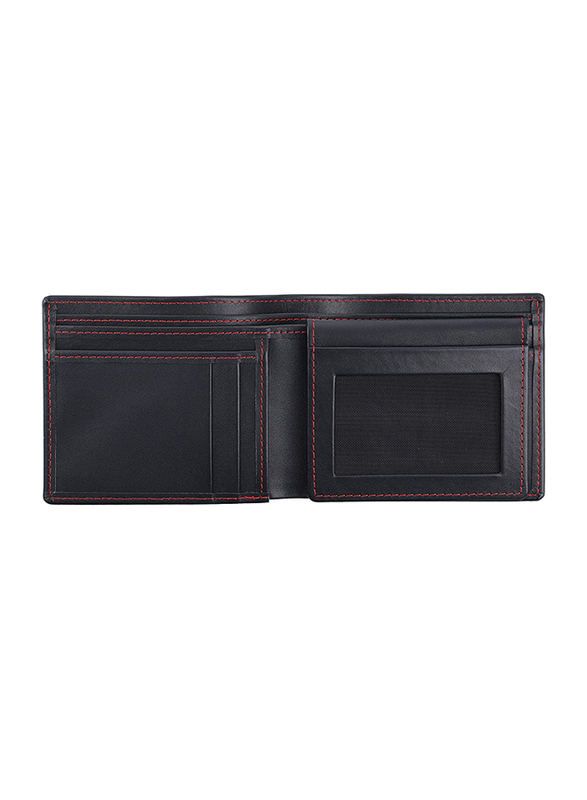 Jafferjees Rome Leather Bi-Fold Wallet for Men, Black/Red