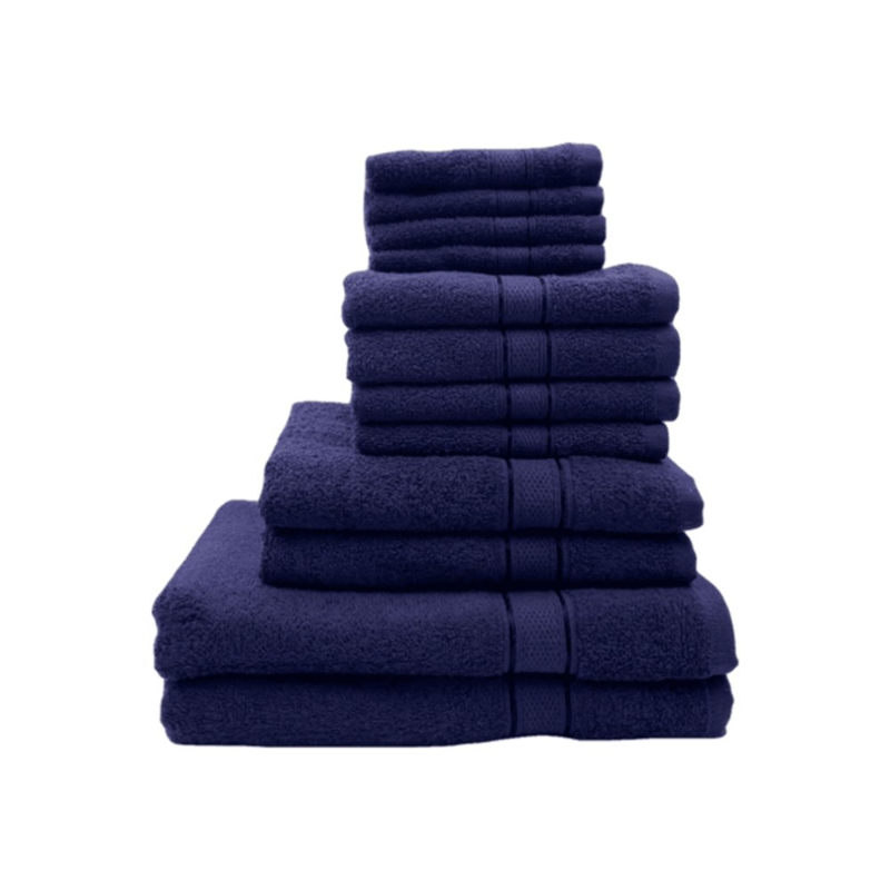Daffodil(Navy Blue)100% Cotton Premium Bath Linen Set(4 Face,4 Hand,2 Adult & 2 Kids Bath Towels with 2 Adult & 2,8yr Kids Bathrobe)Super Soft,Quick Dry & Highly Absorbent Family Pack of 16Pcs