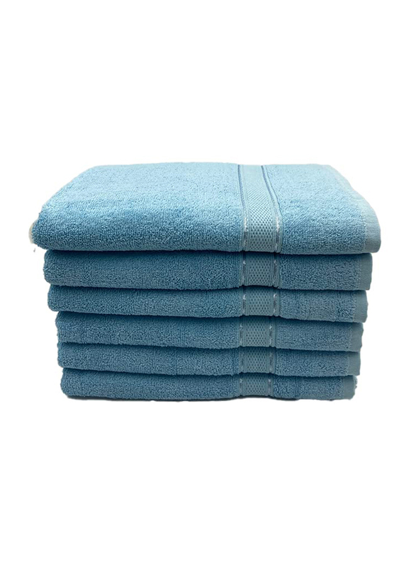 BYFT 6-Piece Daffodil 100% Cotton Bath Towel, 70 x 140cm, Light Blue