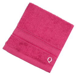 BYFT Daffodil (Fuchsia Pink) Monogrammed Face Towel (30 x 30 Cm-Set of 6) 100% Cotton, Absorbent and Quick dry, High Quality Bath Linen-500 Gsm White Thread Letter "Q"