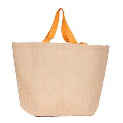 BYFT Natural Jute Bag with orange Handle (Beach Vibes)