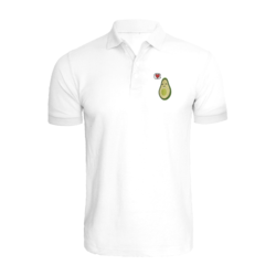 BYFT (White) Embroidered Cotton T-shirt (Avocado ) Personalized Polo Neck T-shirt For Women (Small)-Set of 1 pc-220 GSM