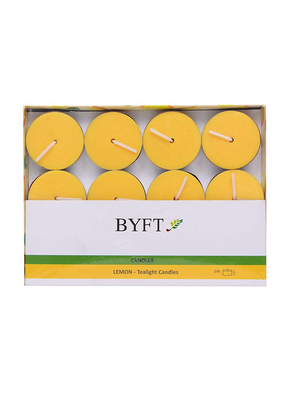 

BYFT Lemon Scented Tea light Candles Pack of 24 ( Bundle of 4 )