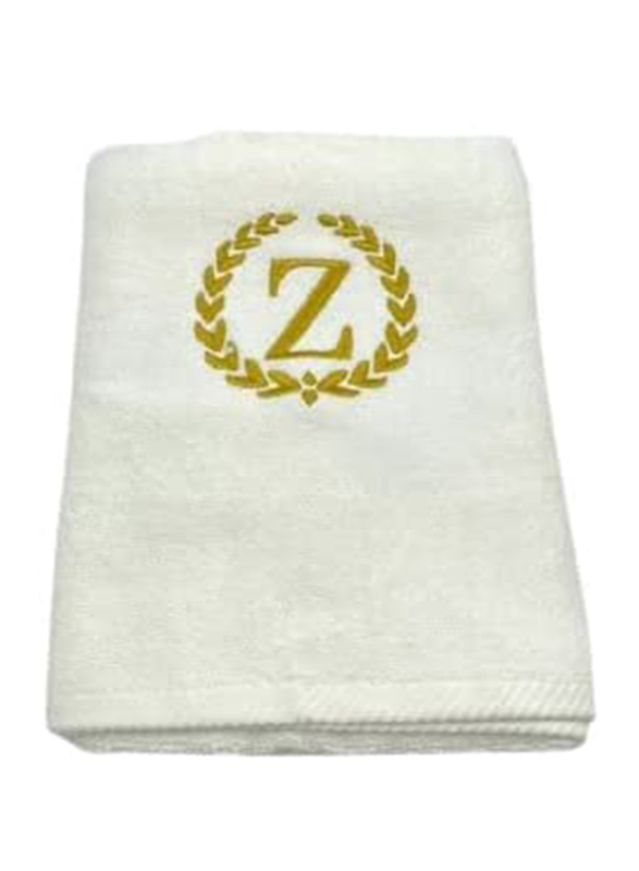 BYFT 100% Cotton Embroidered Monogrammed Letter Z Hand Towel, 50 x 80cm, White/Gold