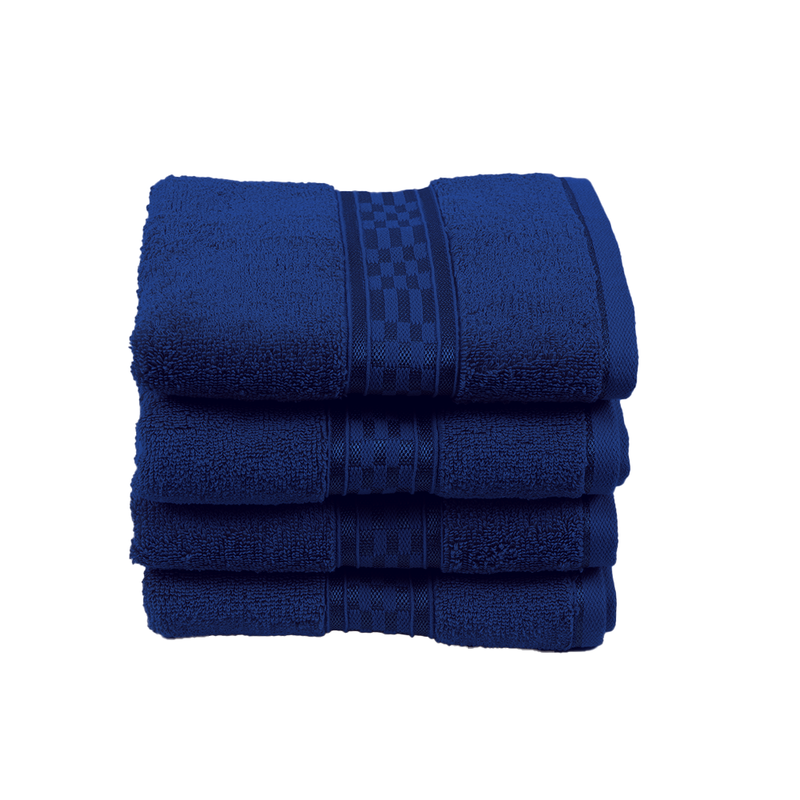 BYFT Home Ultra (Blue) Premium Hand Towel  (50 x 90 Cm - Set of 4) 100% Cotton Highly Absorbent, High Quality Bath linen with Checkered Dobby 550 Gsm