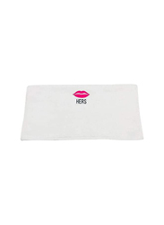 BYFT 100% Cotton Embroidered Her Lips Bath Towel, 70 x 140cm, White/Pink