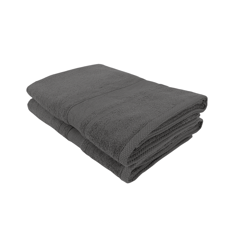 BYFT Home Castle (Grey) Premium Bath Towel  (70 x 140 Cm - Set of 2) 100% Cotton Highly Absorbent, High Quality Bath linen with Diamond Dobby 550 Gsm