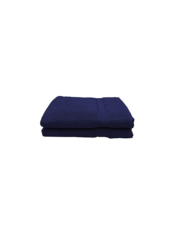 BYFT 2-Piece Daffodil 100% Cotton Bath Towel, 70 x 140cm, Navy Blue