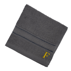 BYFT Daffodil (Dark Grey) Monogrammed Face Towel (30 x 30 Cm-Set of 6) 100% Cotton, Absorbent and Quick dry, High Quality Bath Linen-500 Gsm Golden Thread Letter "F"