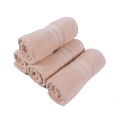 BYFT Home Trendy (Cream) Premium Hand Towel  (50 x 90 Cm - Set of 4) 100% Cotton Highly Absorbent, High Quality Bath linen with Striped Dobby 550 Gsm