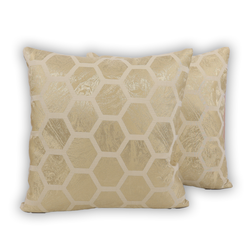 BYFT Golden Honeycomb Pale Gold 16 x 16 Inch Decorative Cushion Cover Set of 2