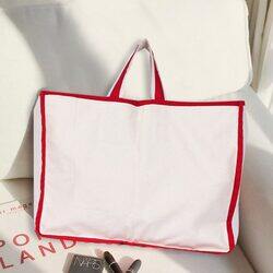 BYFT White Canvas Tote with Red Accents