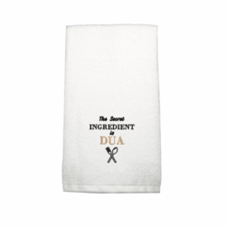 BYFT Embroidered for you (White) Ramadan Theme Personalized Hand Towel (The Secret Ingredient is Dua) 100% Cotton, Highly Absorbent and Quick dry, Premium Kitchen Towel-600 Gsm