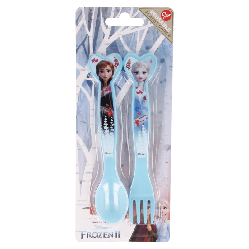 

Disney-2 Pcs Pp Fork and Spoon Cutlery Set Frozen 2 Blue Forest