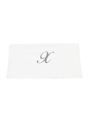 BYFT 100% Cotton Embroidered Letter X Hand Towel, 50 x 80cm, White/Silver