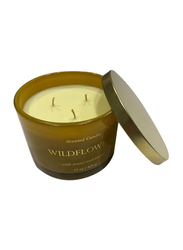 BYFT Wildflower Jar Candle with Iconic Design & Peony & Amber Scent, 425g, Yellow