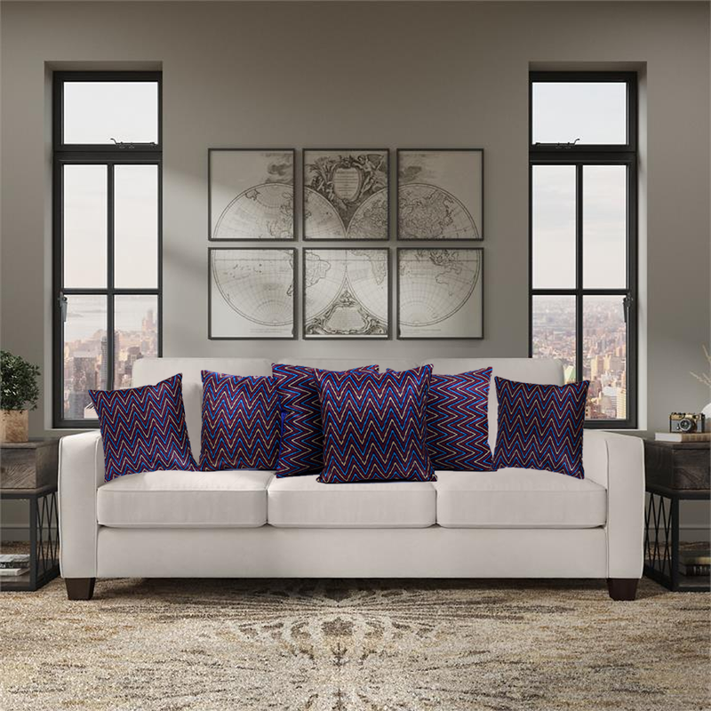 BYFT Zigzag Elegance Berry Blue 16 x 16 Inch Decorative Cushion & Cushion Cover Set of 2